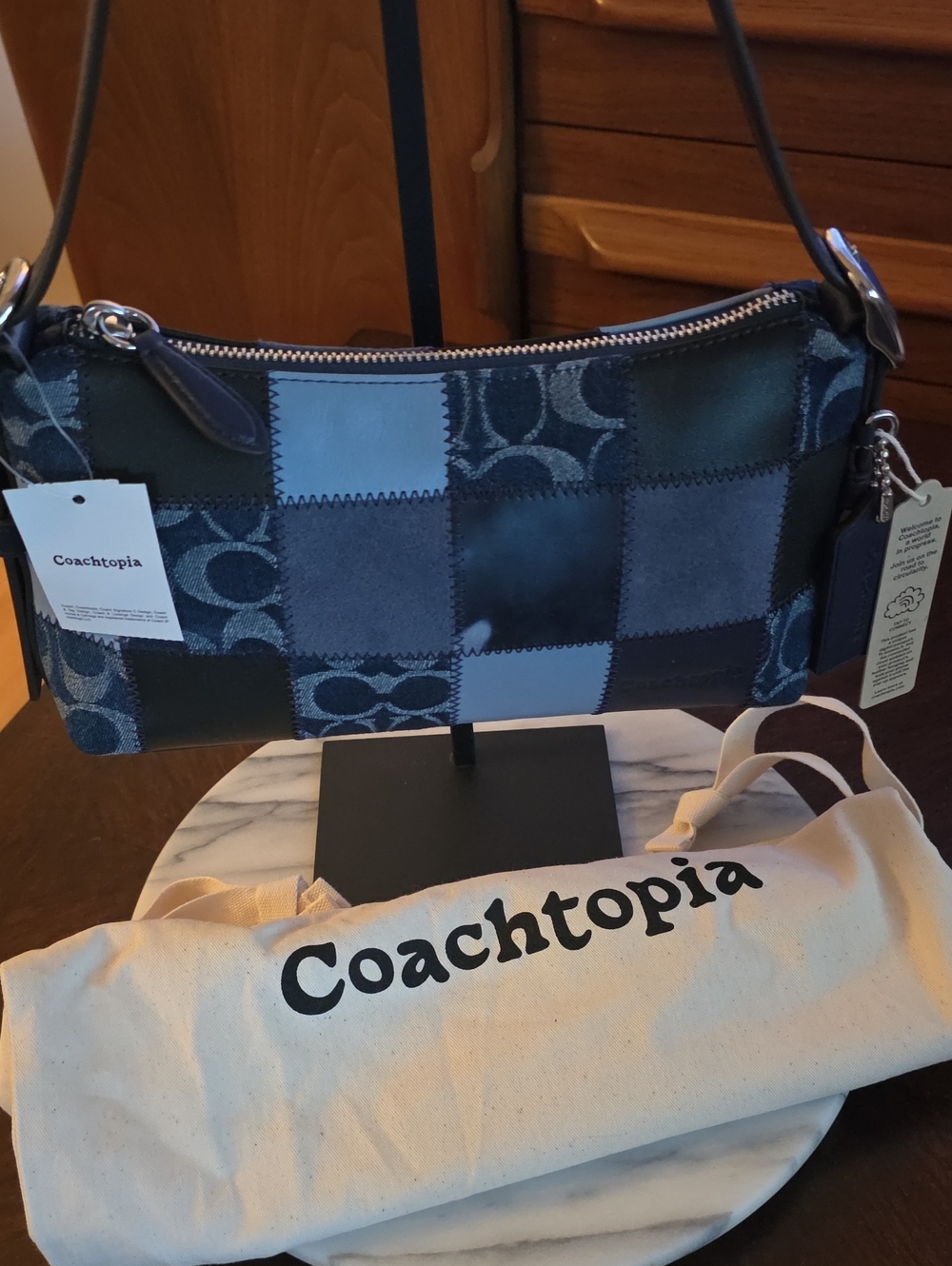 Coach NWT Coachtopia Denim Patchwork Shoulder Bag with Silver Hardware ๐ - Picture 10 of 16